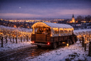 Wein & Wagen – Winterliche Planwagenfahrt mit Glühwein in den Weinbergen